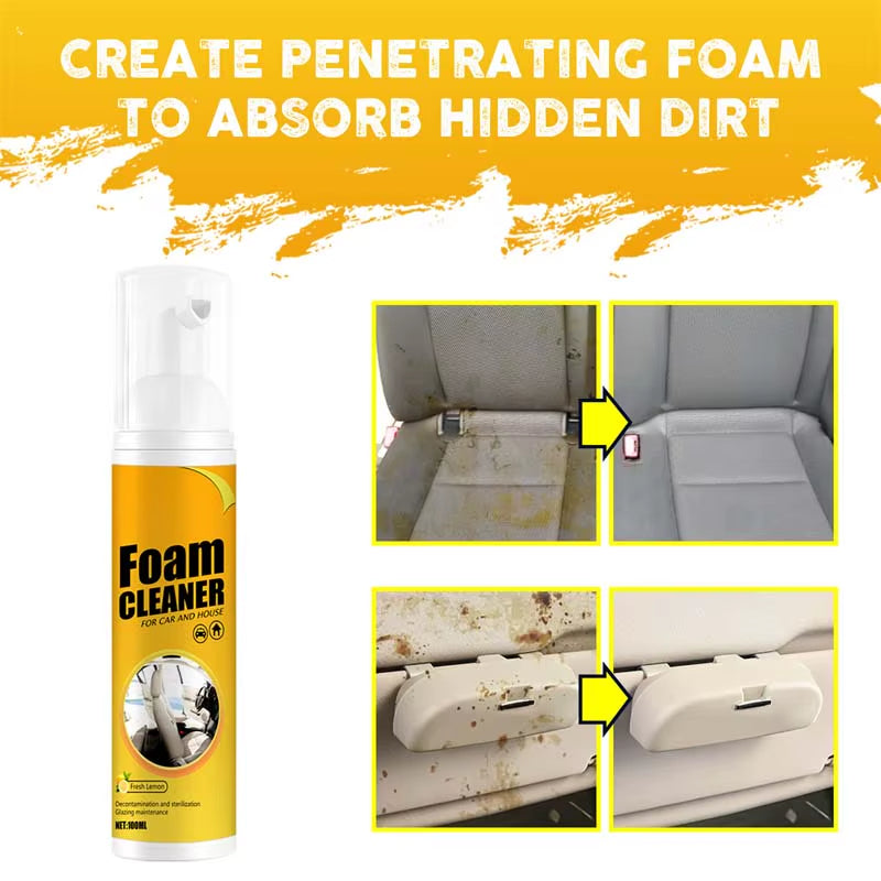 Revitalize Your Ride with SEAMETAL Multi-Purpose Foam Cleaner Spray - 150/60ml for Ultimate Car and Home Interior Care!